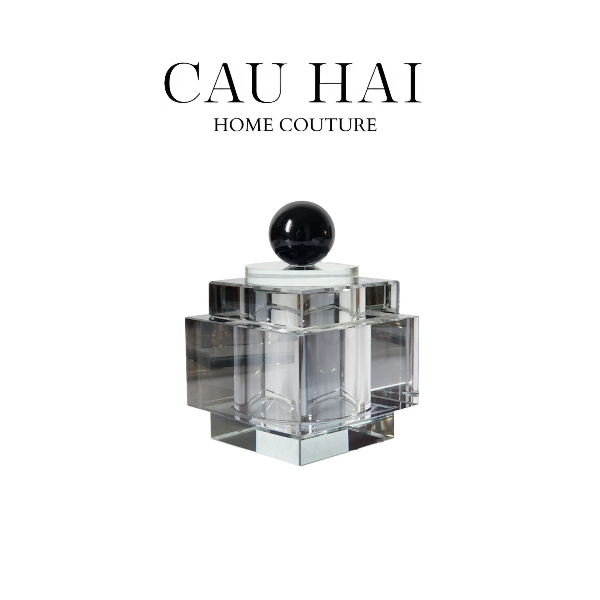 LỌ CRYSTAL OBSIDIAN CUBE - SMOKY-CẬU HAI HOME DECOR