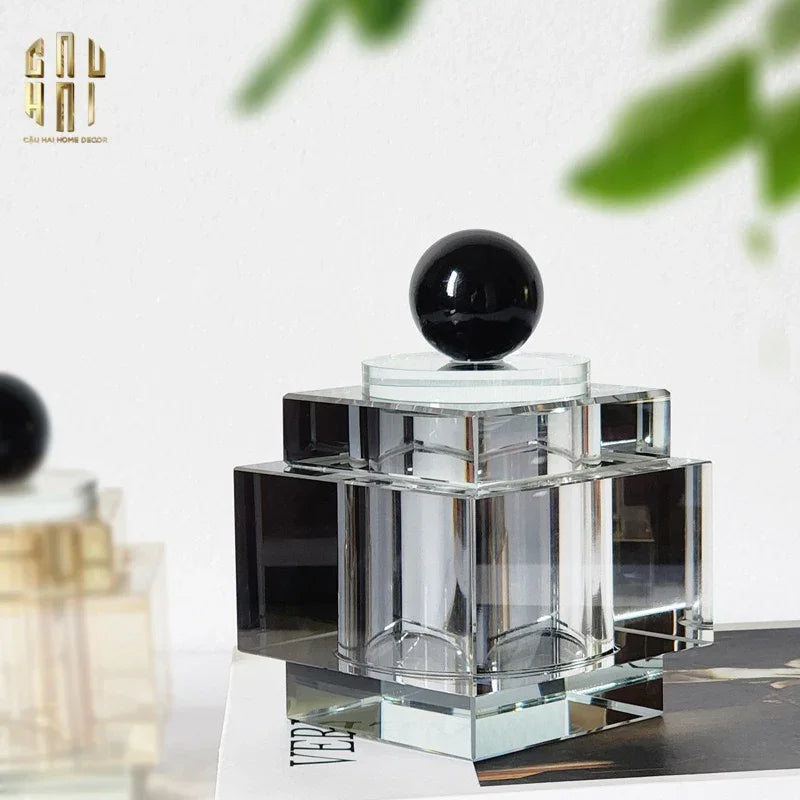 LỌ CRYSTAL OBSIDIAN CUBE - SMOKY
