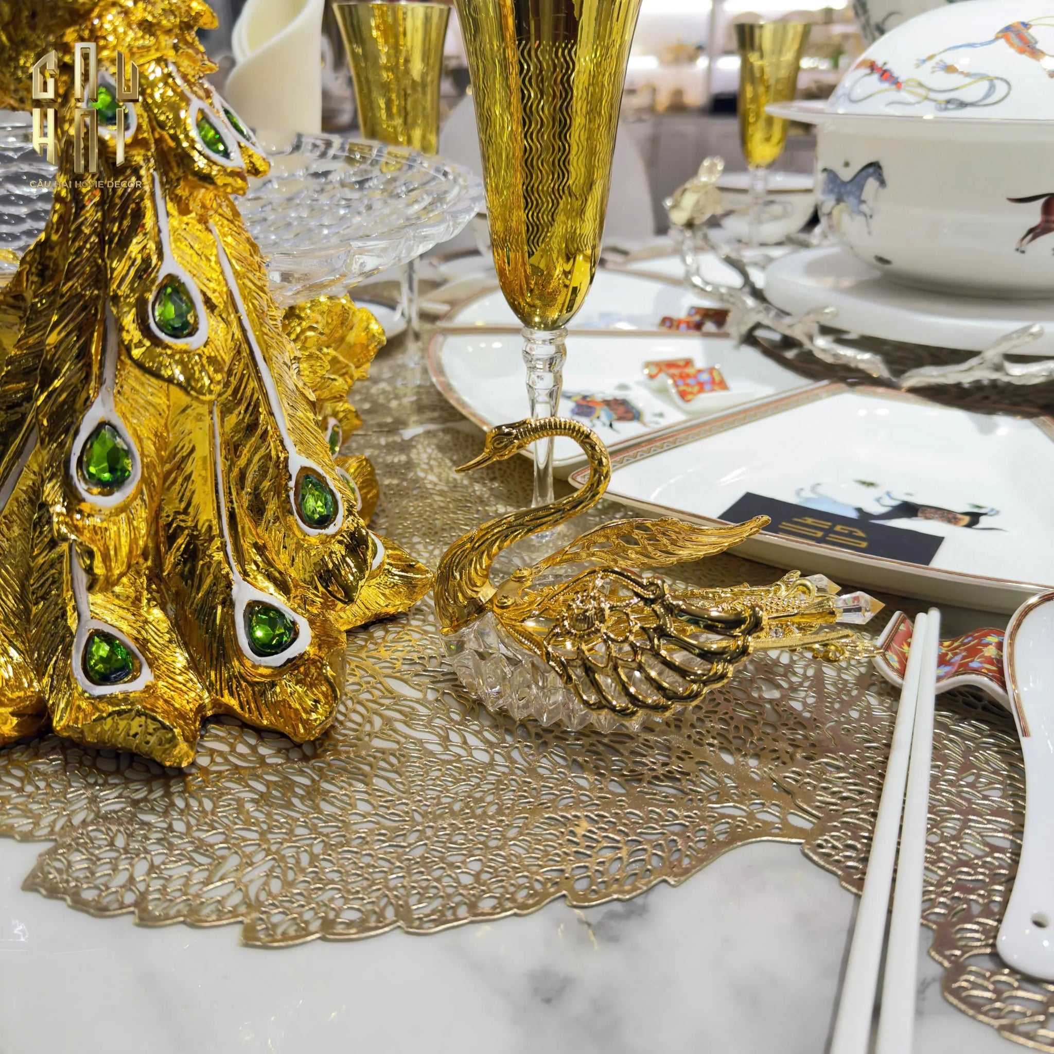 LỌ ĐƯỜNG CRYSTAL SWAN - GILDED WINGS-CẬU HAI HOME DECOR