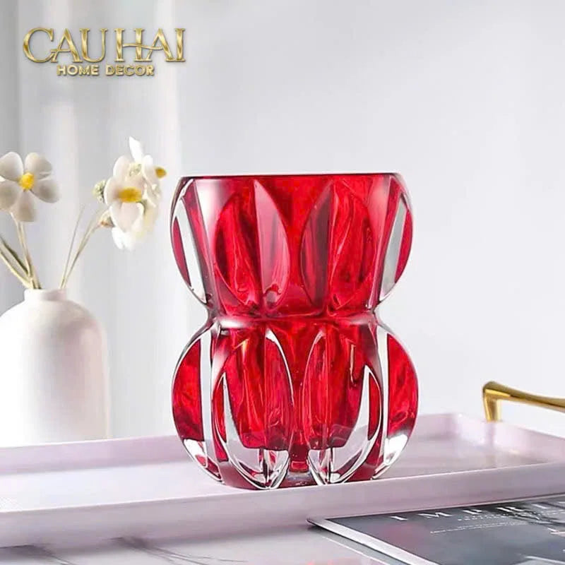 Lọ Hoa Pha Lê Ruby Cristalleries Vase 18cm-CẬU HAI HOME DECOR