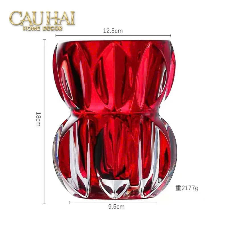 Lọ Hoa Pha Lê Ruby Cristalleries Vase 18cm-CẬU HAI HOME DECOR
