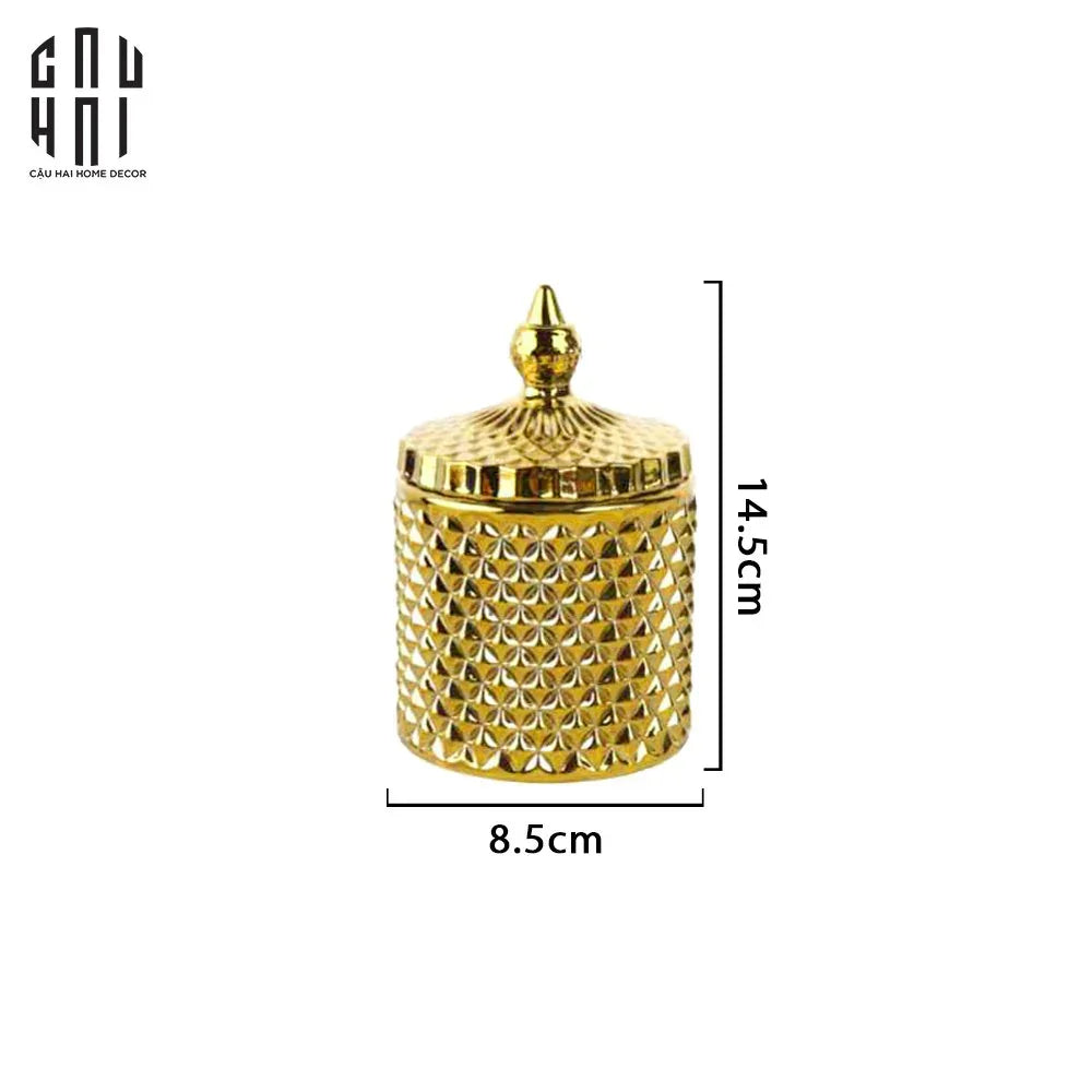 Lọ Kẹo / Candy Box Golden Premium - Éclat Bonbonnière 8.5x14.5-CẬU HAI HOME DECOR