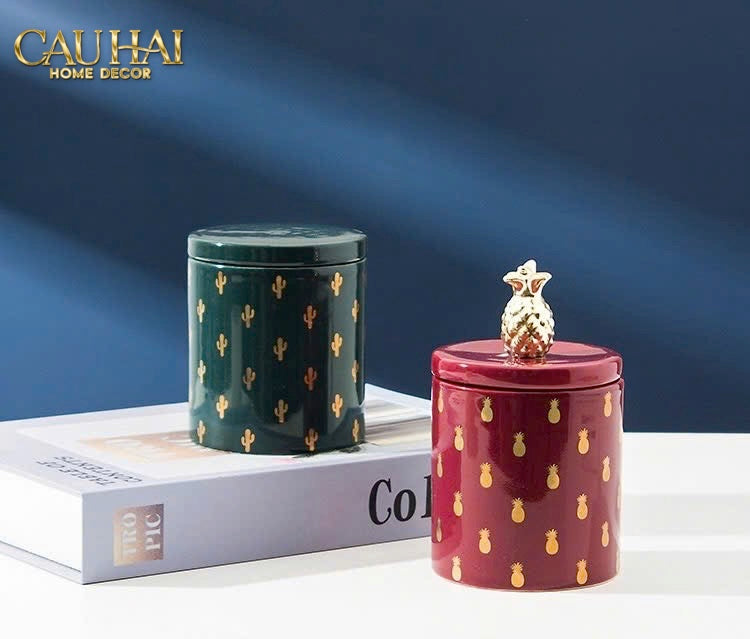 Lọ Kẹo Golden Iconique — Fêtes Art Canister - CẬU HAI HOME DECOR