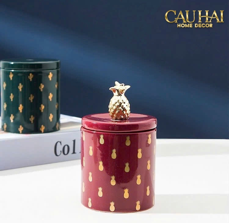 Lọ Kẹo Golden Iconique — Fêtes Art Canister - CẬU HAI HOME DECOR