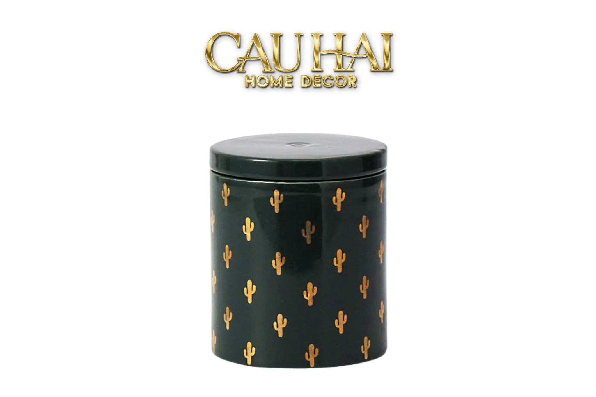 Lọ Kẹo Gốm Sứ Holiday Seasons Golden Fêtes Art Canister 8.5x14-CẬU HAI HOME DECOR