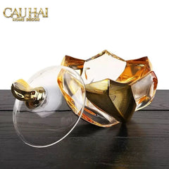 Lọ Kẹo Pha Lê Mạ Vàng Crown Of Aurora Cristalleries Bonbonnière 16x17.5 W1.3Kg-CẬU HAI HOME DECOR