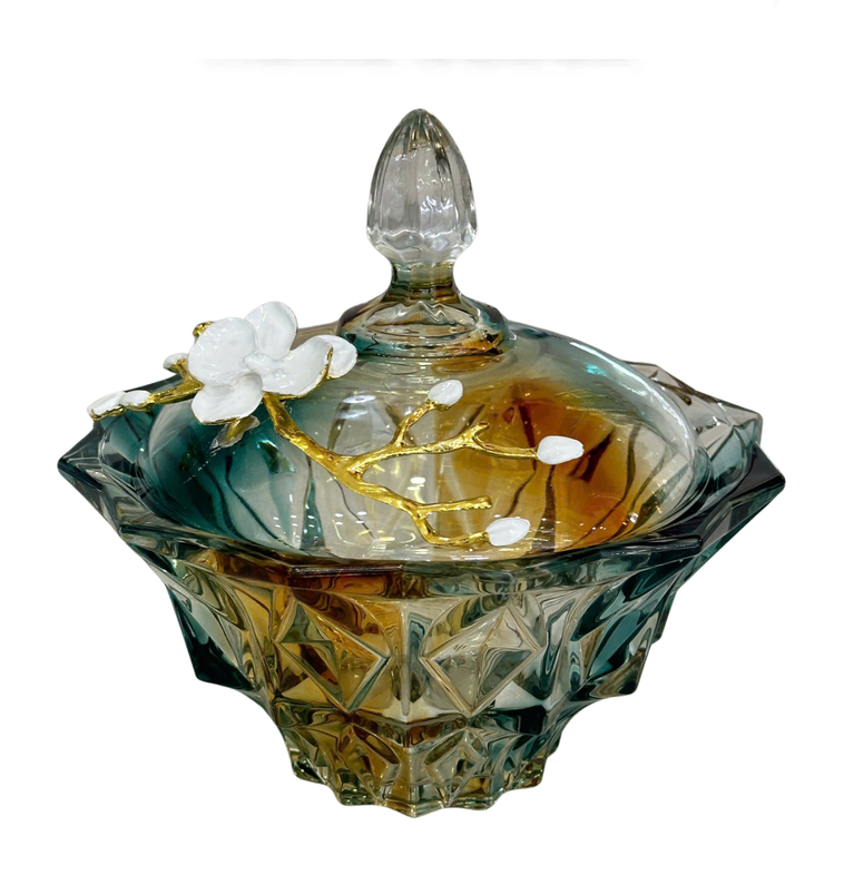 Lọ Kẹo Pha Lê Ngũ Sắc Arc-En-Ciel Orbe De Sceptre Cristalleries Candy Bonbonnière 19x19.5