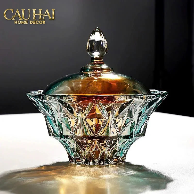Lọ Kẹo Pha Lê Ngũ Sắc Arc-En-Ciel Orbe De Sceptre Cristalleries Candy Bonbonnière 19x19.5-CẬU HAI HOME DECOR