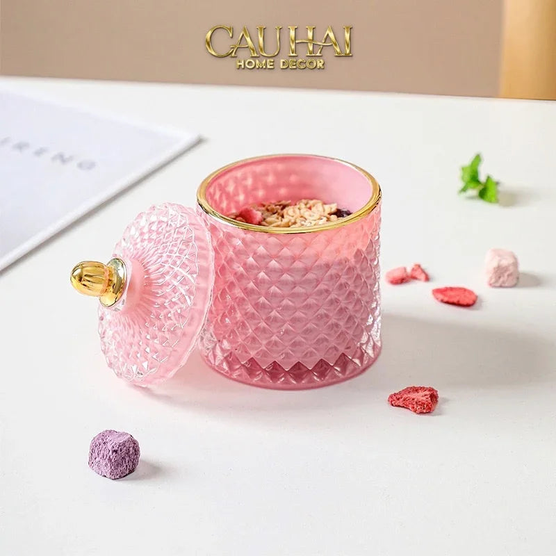 Lọ Kẹo Thuỷ Tinh Castle Wall Cyan / Savior-Lọ kẹo Canister Bonbonnière-CẬU HAI HOME DECOR