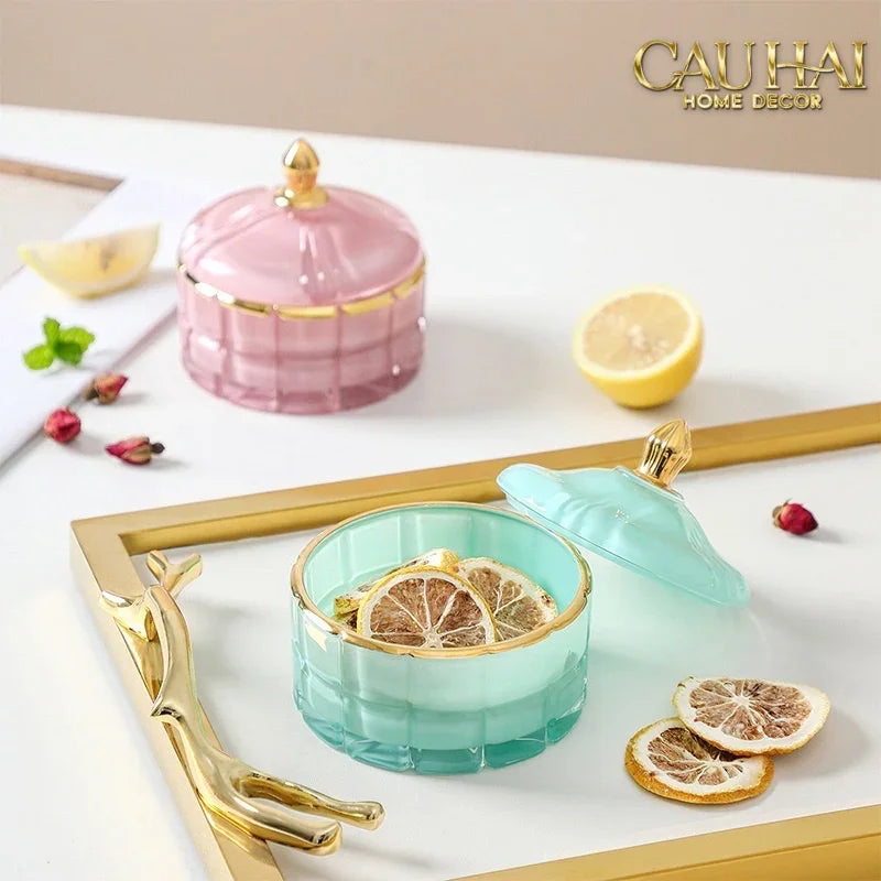 Lọ Kẹo Thuỷ Tinh Castle Wall Cyan / Savior-Lọ kẹo Canister Bonbonnière-CẬU HAI HOME DECOR