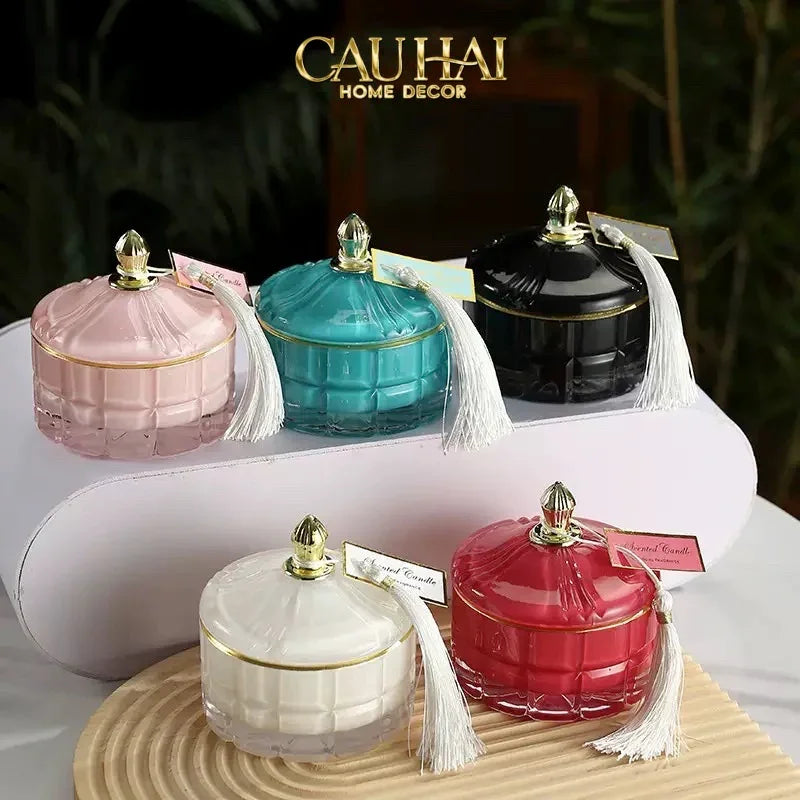 Lọ Kẹo Thuỷ Tinh Castle Wall Cyan / Savior-Lọ kẹo Canister Bonbonnière-CẬU HAI HOME DECOR