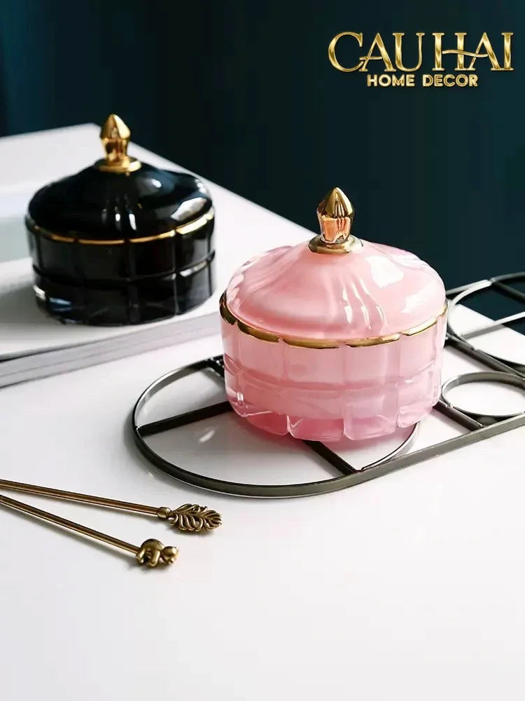 Lọ Kẹo Thuỷ Tinh Castle Wall Cyan / Savior-Lọ kẹo Canister Bonbonnière-CẬU HAI HOME DECOR