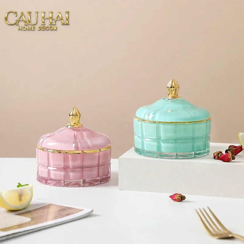 Lọ Kẹo Thuỷ Tinh Castle Wall Cyan / Savior-Lọ kẹo Canister Bonbonnière-CẬU HAI HOME DECOR