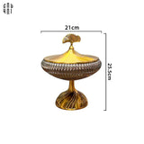 Lọ Kẹo Thuỷ Tinh Chân Cao Golden Ginkgo Candy Bonbonnière 21x22.5-Lọ kẹo Canister Bonbonnière-CẬU HAI HOME DECOR
