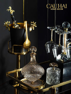 Lọ Kẹo Thuỷ Tinh Diamond Floral Cristalleries - Golden Shell Bonbonnière-Lọ kẹo Canister Bonbonnière-CẬU HAI HOME DECOR