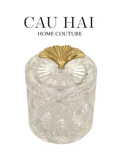 Lọ Kẹo Thuỷ Tinh Diamond Floral Cristalleries - Golden Shell Bonbonnière-Lọ kẹo Canister Bonbonnière-CẬU HAI HOME DECOR