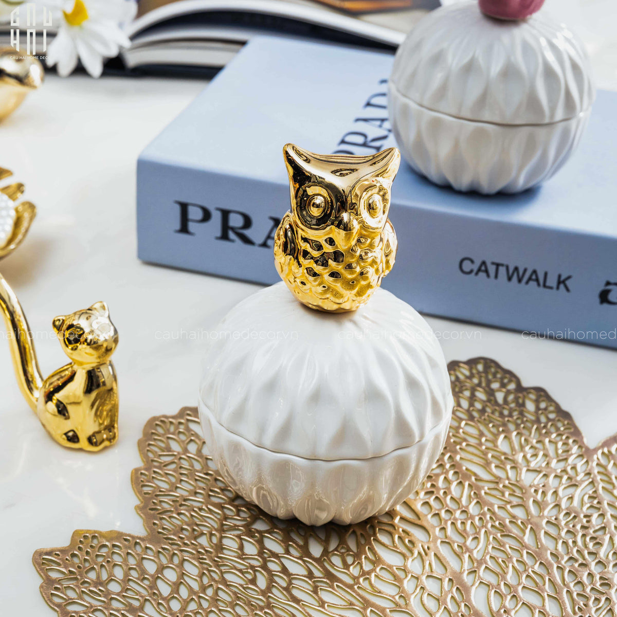 Lọ Sứ Golden Owl-HŨ TRANG TRÍ-CẬU HAI HOME DECOR