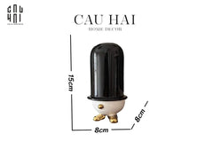 Lọ Tăm Bông Gốm Sứ Kingmans Tailor Gentlement Penguine 8x15-HŨ TRANG TRÍ-CẬU HAI HOME DECOR