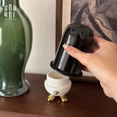 Lọ Tăm Bông Gốm Sứ Kingmans Tailor Gentlement Penguine 8x15-HŨ TRANG TRÍ-CẬU HAI HOME DECOR