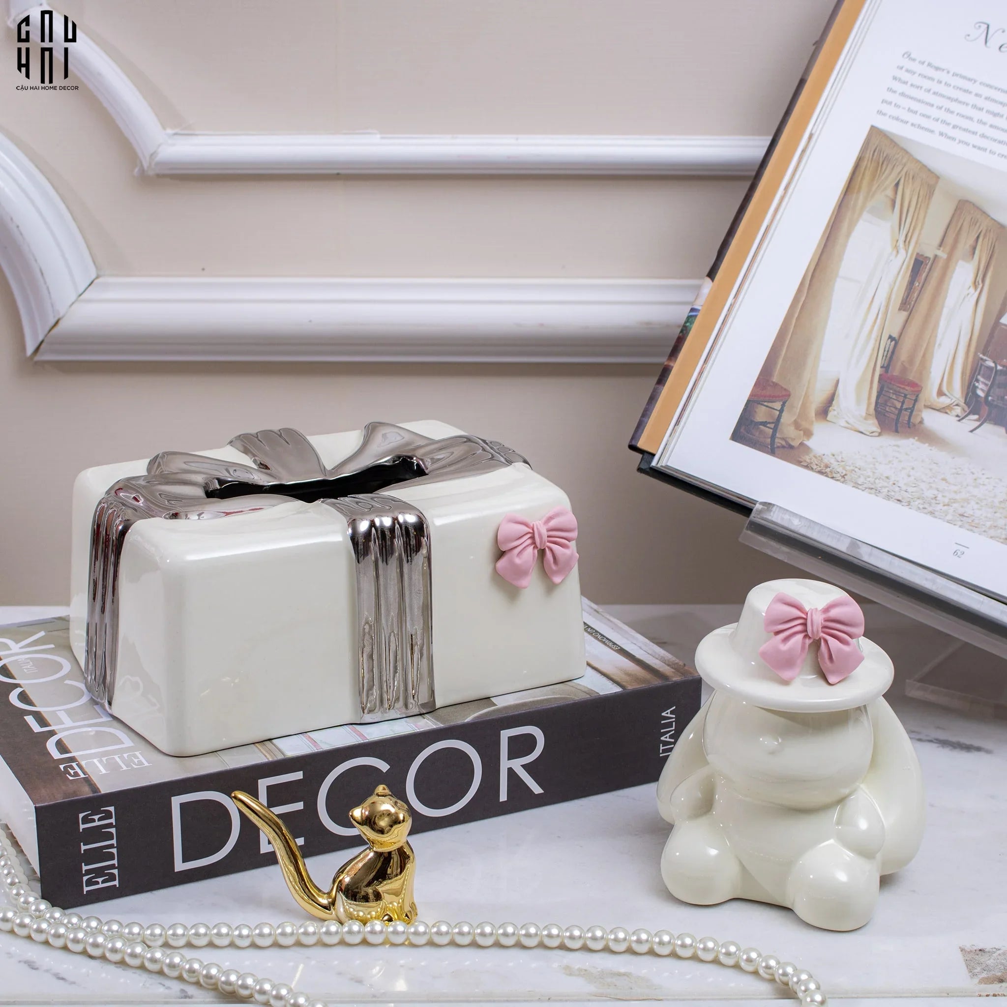 Lọ Tăm Ceramic Bunny Hat-HŨ TRANG TRÍ-CẬU HAI HOME DECOR