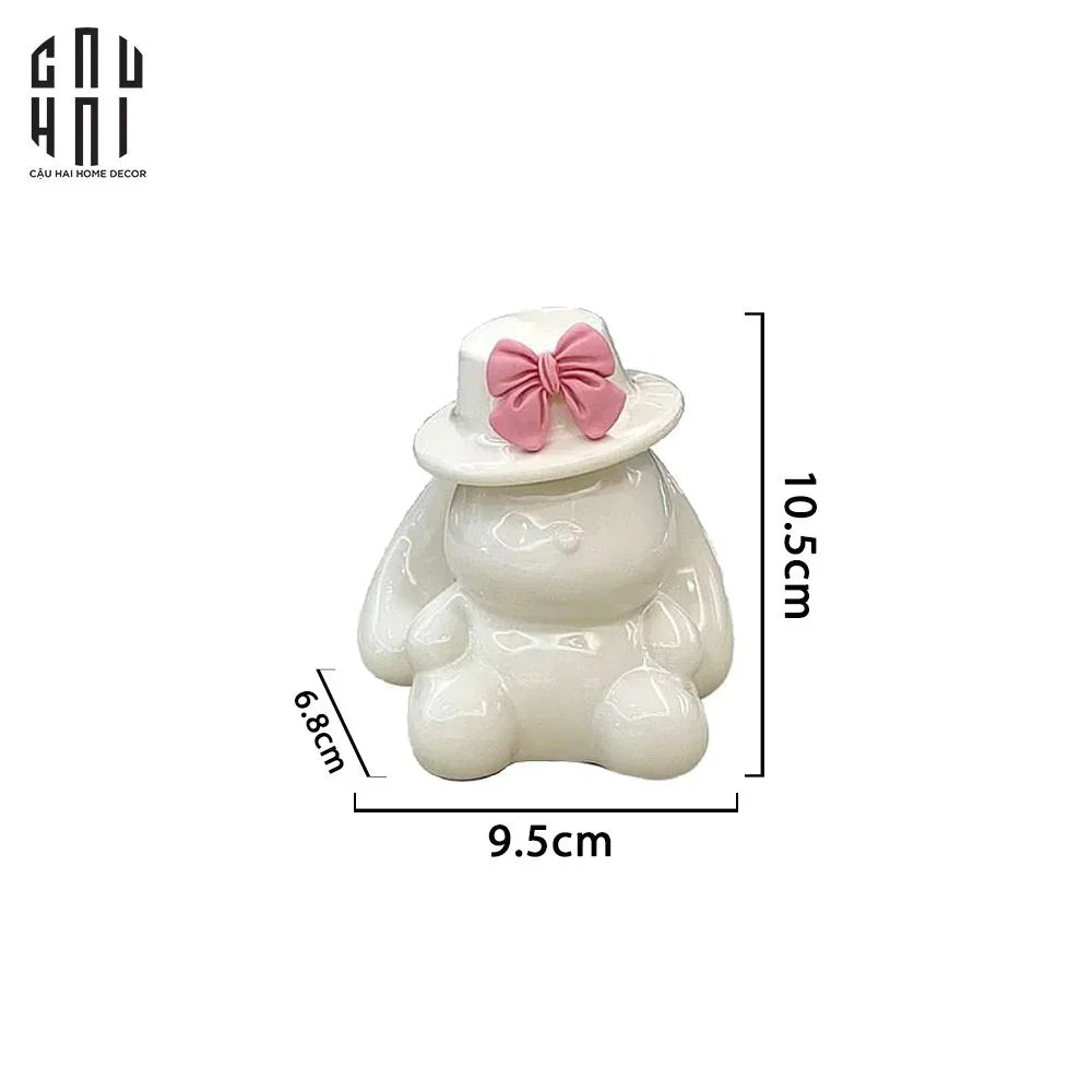 Lọ Tăm Ceramic Bunny Hat-HŨ TRANG TRÍ-Đối tác tại Trung Quốc theo từng đơn đặt hàng-CẬU HAI HOME DECOR