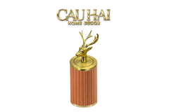 Lọ Tăm Da Luxe Leather - Cognac-HŨ TRANG TRÍ-CẬU HAI HOME DECOR