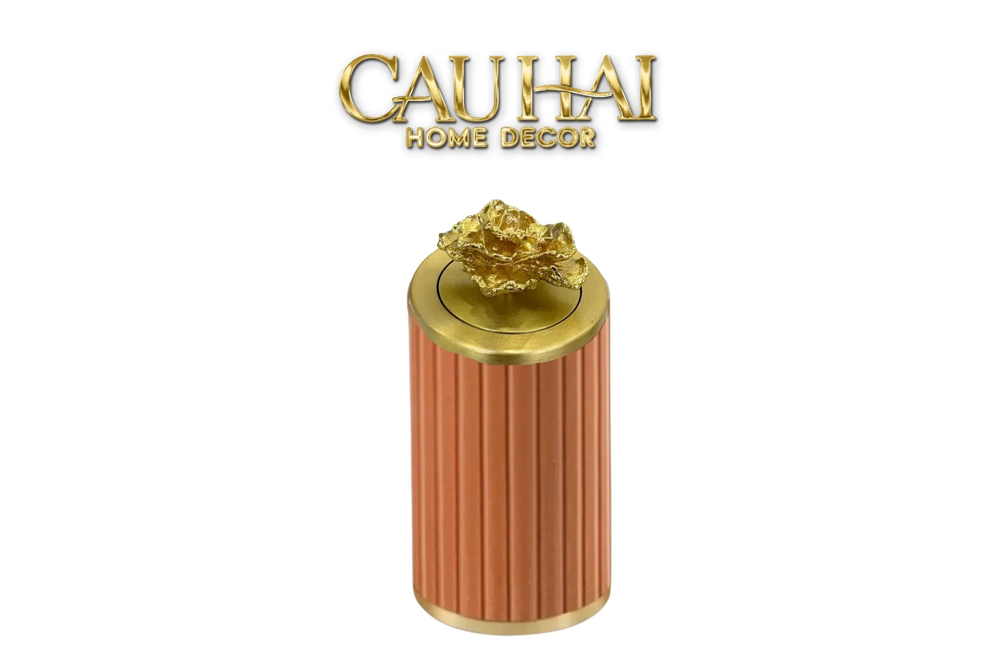 Lọ Tăm Da Luxe Leather - Cognac-HŨ TRANG TRÍ-CẬU HAI HOME DECOR
