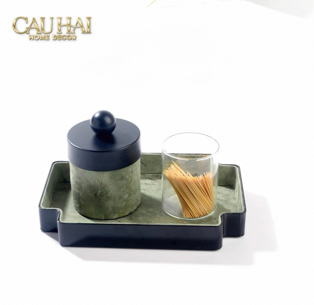 Lọ Tăm / Gạt Tàn Lux Oakwood Verdant Impériale Leather - CẬU HAI HOME DECOR