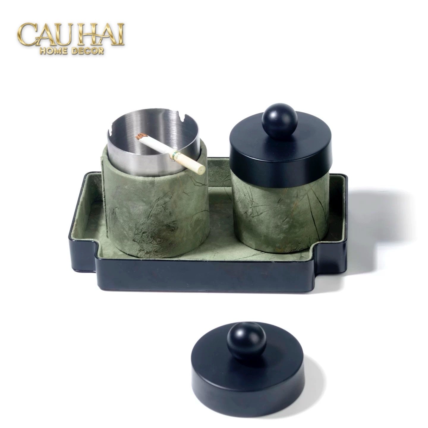 Lọ Tăm / Gạt Tàn Lux Oakwood Verdant Impériale Leather - CẬU HAI HOME DECOR