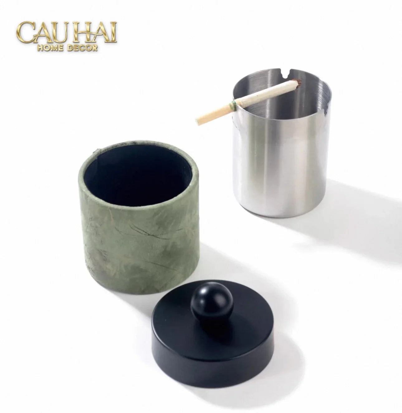 Lọ Tăm / Gạt Tàn Lux Oakwood Verdant Impériale Leather-CẬU HAI HOME DECOR