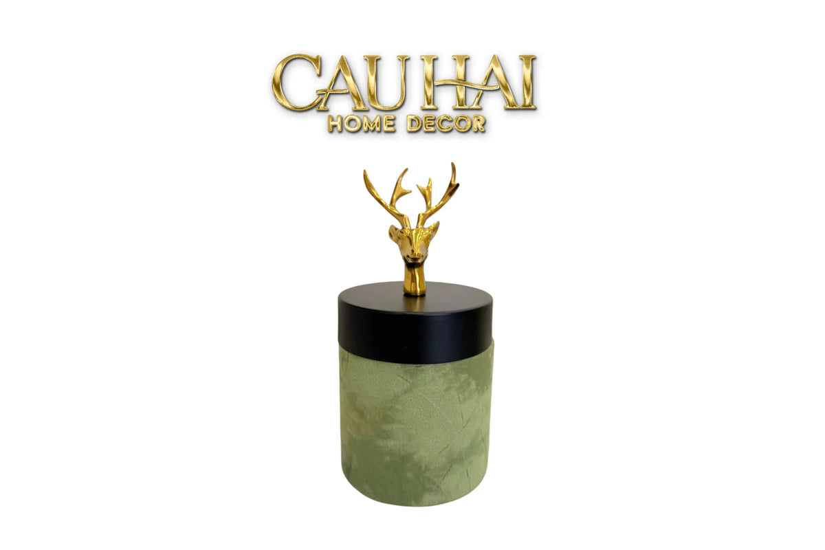 Lọ Tăm / Gạt Tàn Lux Oakwood Verdant Impériale Leather-HŨ TRANG TRÍ-CẬU HAI HOME DECOR