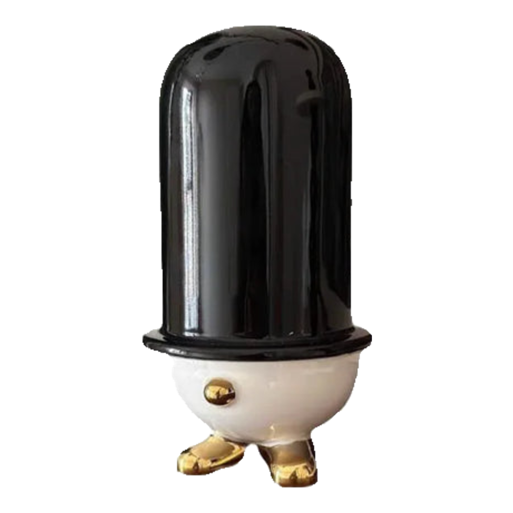 Lọ Tăm Bông Gốm Sứ Kingmans Tailor Gentlement Penguine 8x15