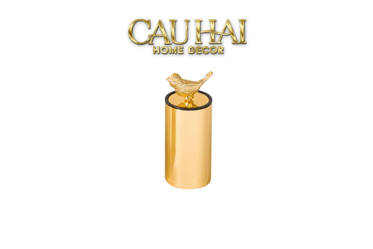 Lọ Tăm Golden Bird Toothpick Holder 5*13-Lọ Tăm bông - Bathroom Vanity-CẬU HAI HOME DECOR-CẬU HAI HOME DECOR