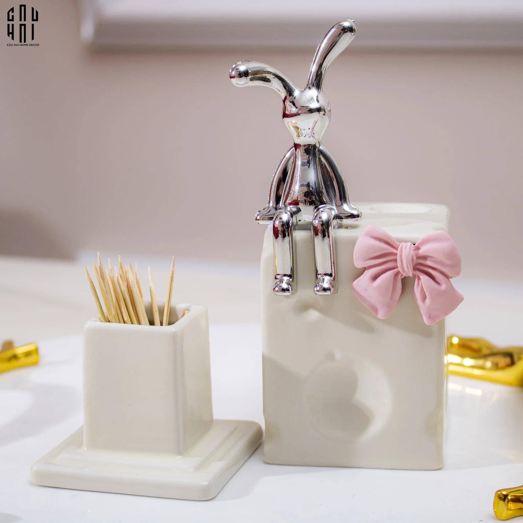 Lọ Tăm Moon The Bunny Ss25-CẬU HAI HOME DECOR