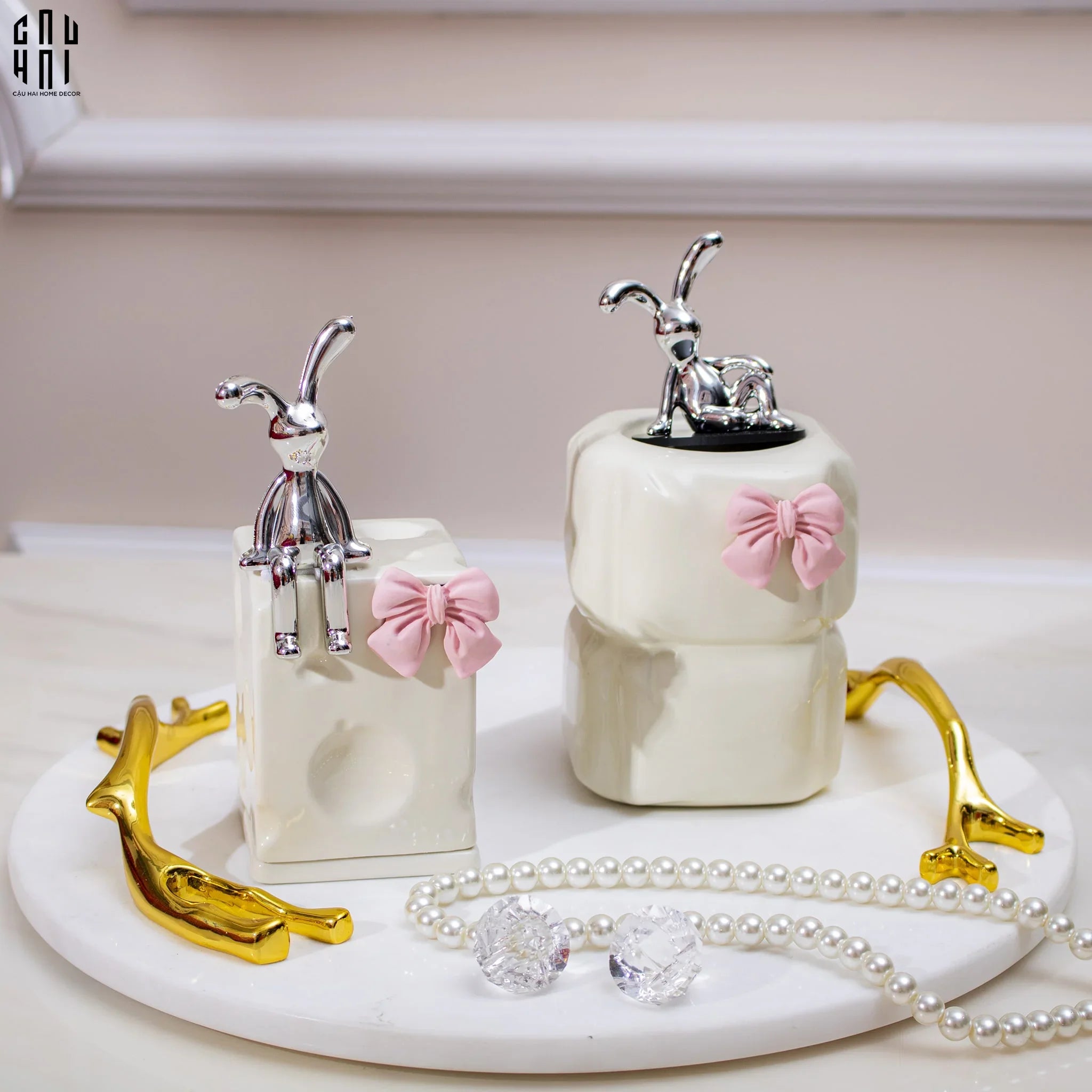 Lọ Tăm Moon The Bunny Ss25-HŨ TRANG TRÍ-CẬU HAI HOME DECOR