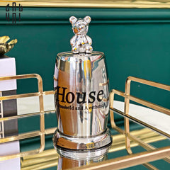 Lọ Tăm Silver Teddy Oval-HŨ TRANG TRÍ-CẬU HAI HOME DECOR