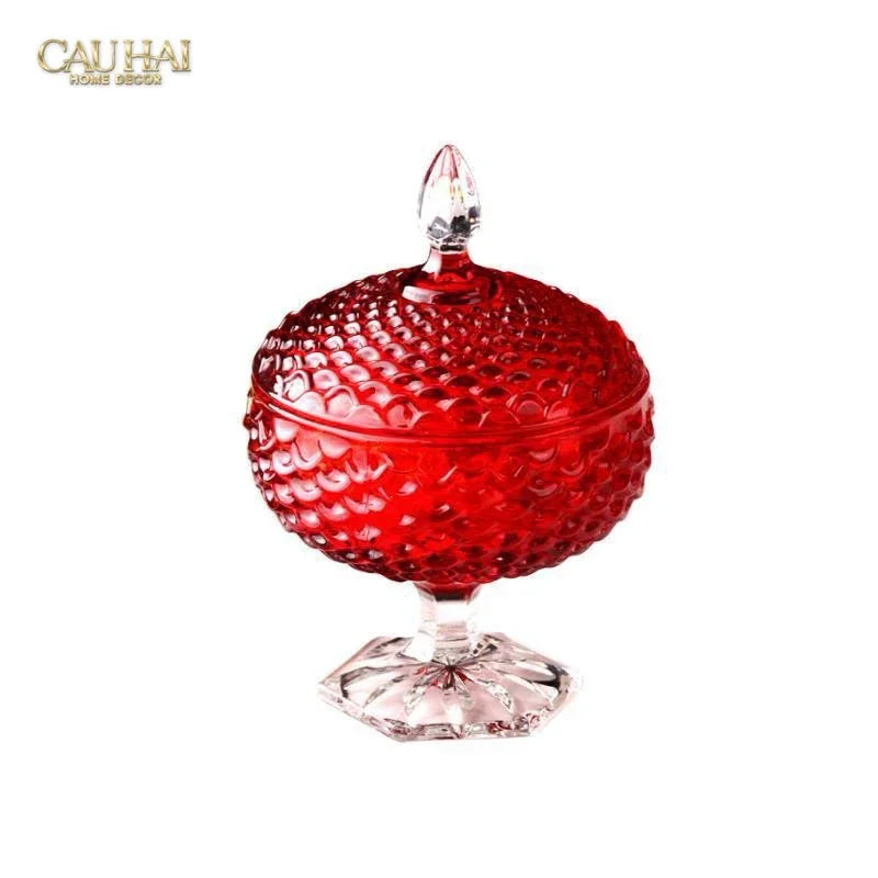 Lọ Thuỷ Tinh Lollipop Ruby Bonbonnière 16x25-CẬU HAI HOME DECOR