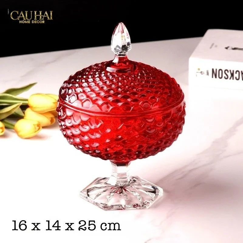 Lọ Thuỷ Tinh Lollipop Ruby Bonbonnière 16x25-Lọ kẹo Canister Bonbonnière-Đối tác tại Trung Quốc theo từng đơn đặt hàng-CẬU HAI HOME DECOR