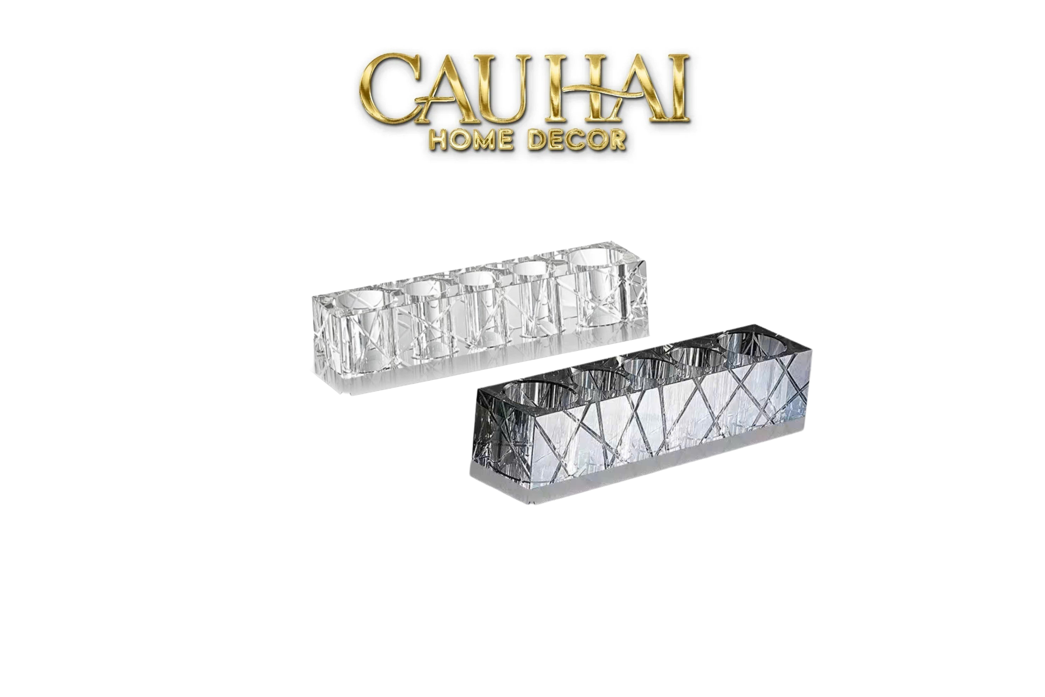 Set Nhà Tắm Pha Lê Pure Cristalleries Cannage Facetté Bathroom Vanity Sets Lọ Bàn Chải 5 Slots