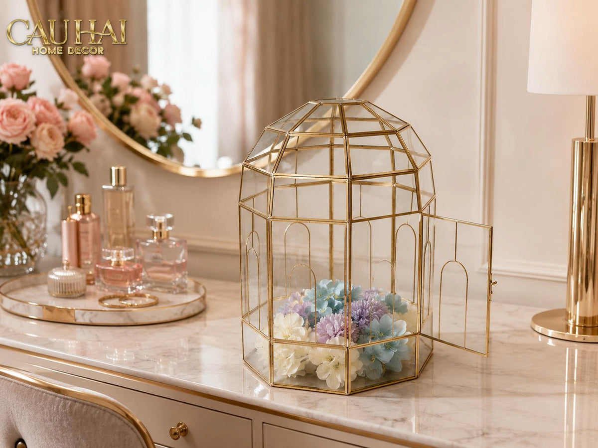 Lồng Kính Hoa Nghệ Thuật – Jardin Impérial H40-BÀN TRANG ĐIỂM-CẬU HAI HOME DECOR-CẬU HAI HOME DECOR