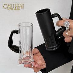 Ly Bia Thuỷ Tinh Đen Mờ - Black Hercules Arm 13x21 600Ml-LY THỦY TINH-CẬU HAI HOME DECOR