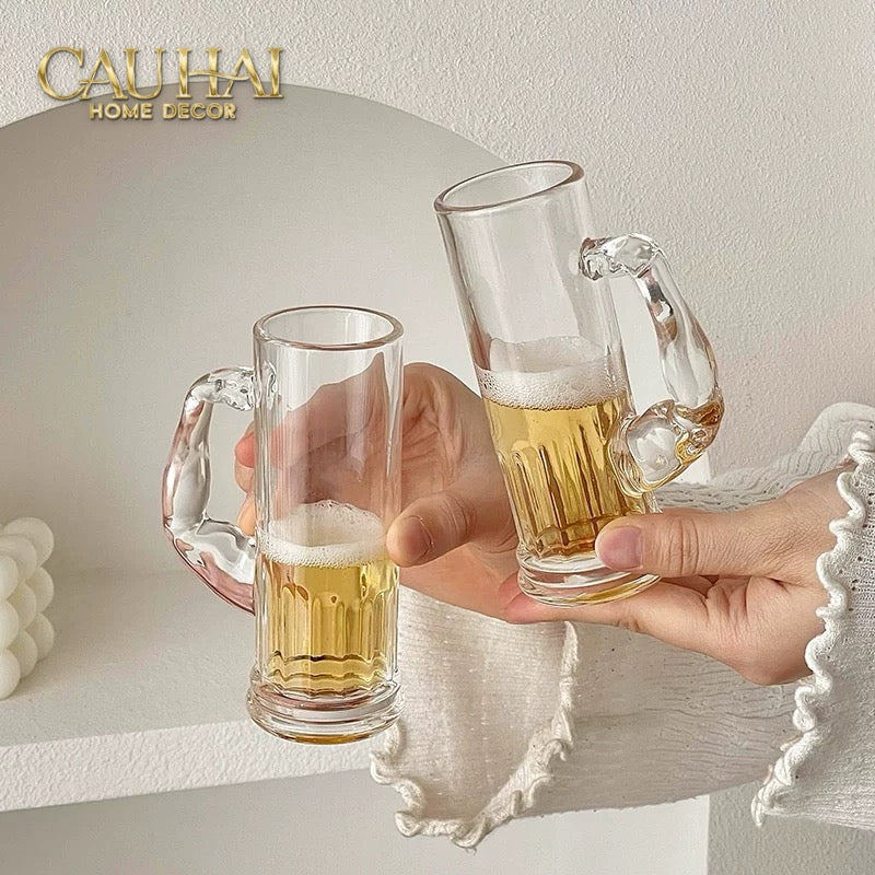 Ly Bia Thuỷ Tinh Đen Mờ - Black Hercules Arm 13x21 600Ml-LY THỦY TINH-CẬU HAI HOME DECOR