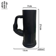 Ly Bia Thuỷ Tinh Đen Mờ - Black Hercules Arm 13x21 600Ml-LY THỦY TINH-CẬU HAI HOME DECOR