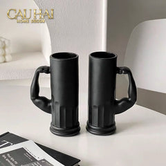 Ly Bia Thuỷ Tinh Đen Mờ - Black Hercules Arm 13x21 600Ml-LY THỦY TINH-CẬU HAI HOME DECOR