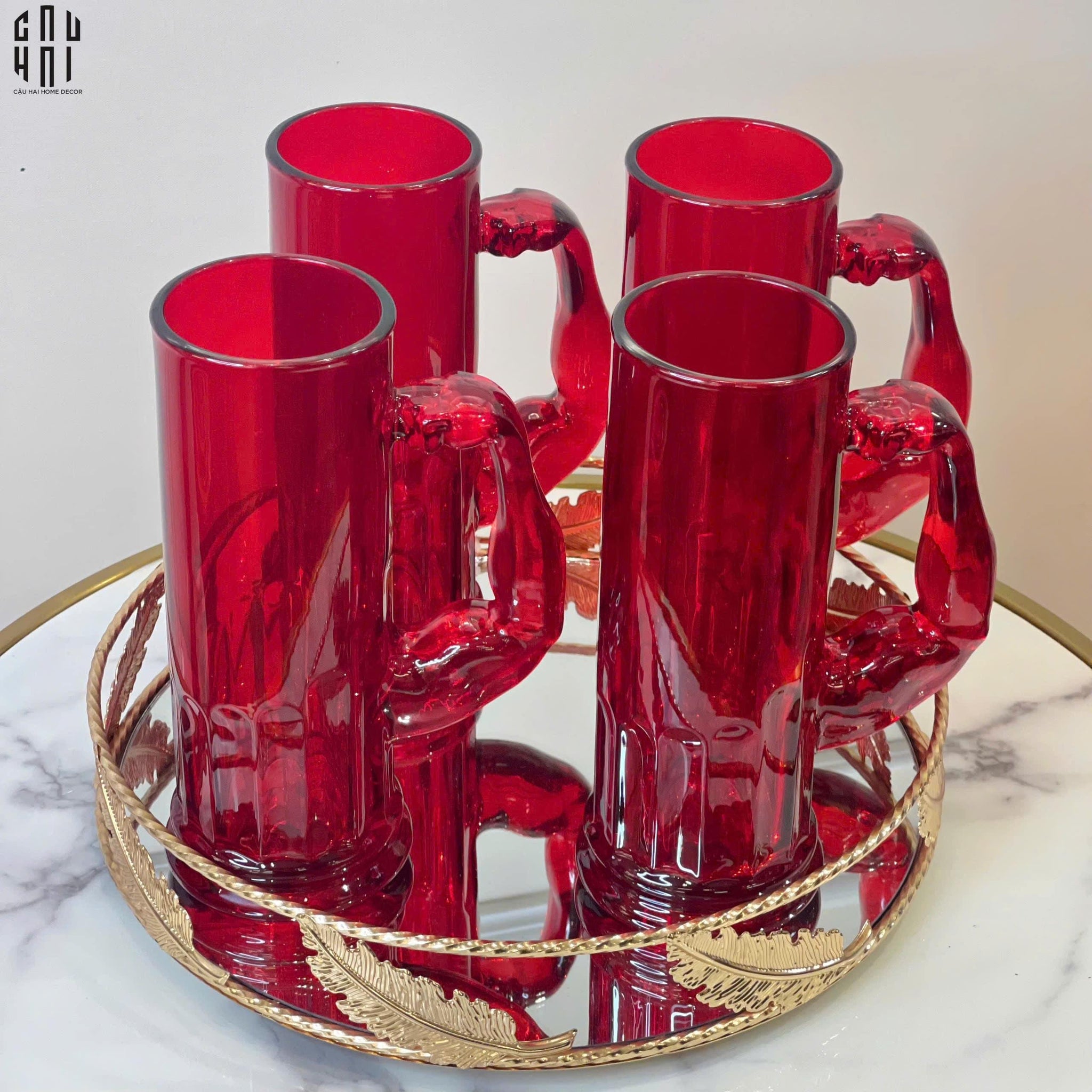 Ly Bia Thuỷ Tinh Hercules 600Ml - Red-CẬU HAI HOME DECOR