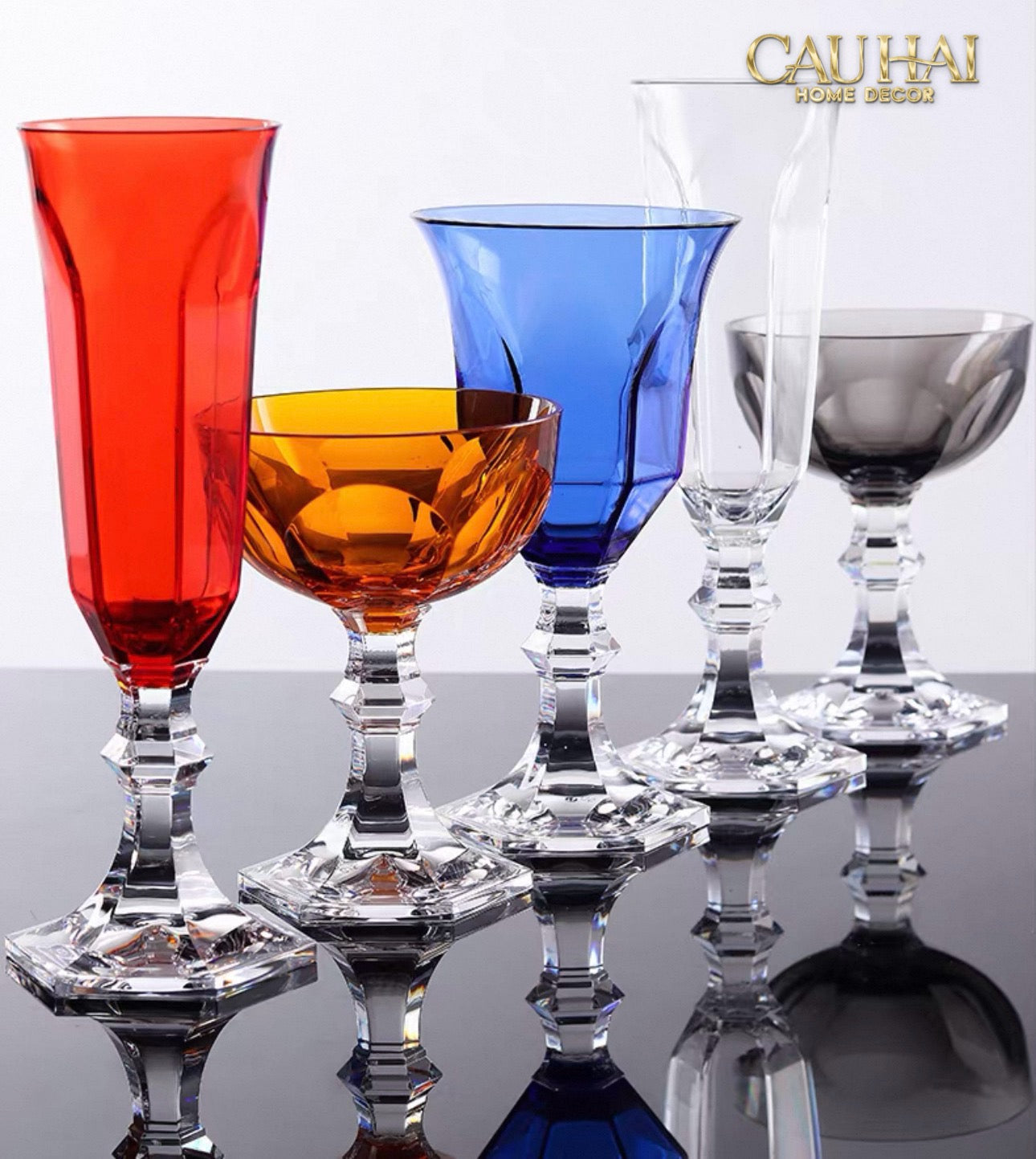 Ly Champagne PP Acrylic Đỏ Allure - PP Acrylic Ruby Red Flute Champagne Glasses H21 180ML-CẬU HAI HOME DECOR