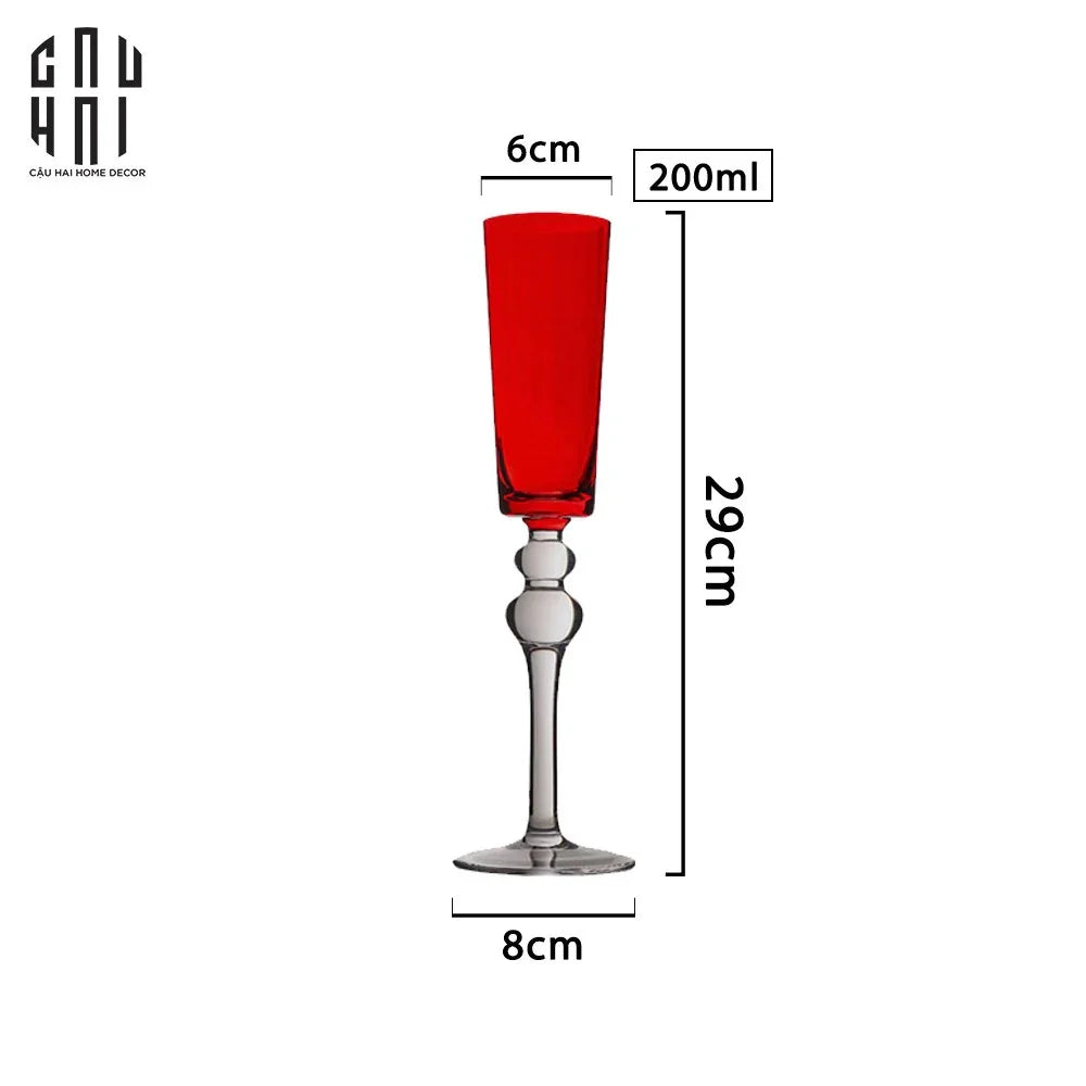 Ly Champagne Thuỷ Tinh Lily - Red 8x29 200ml Crimson Peak Champagne Flute Glasses-LY THỦY TINH-CẬU HAI HOME DECOR