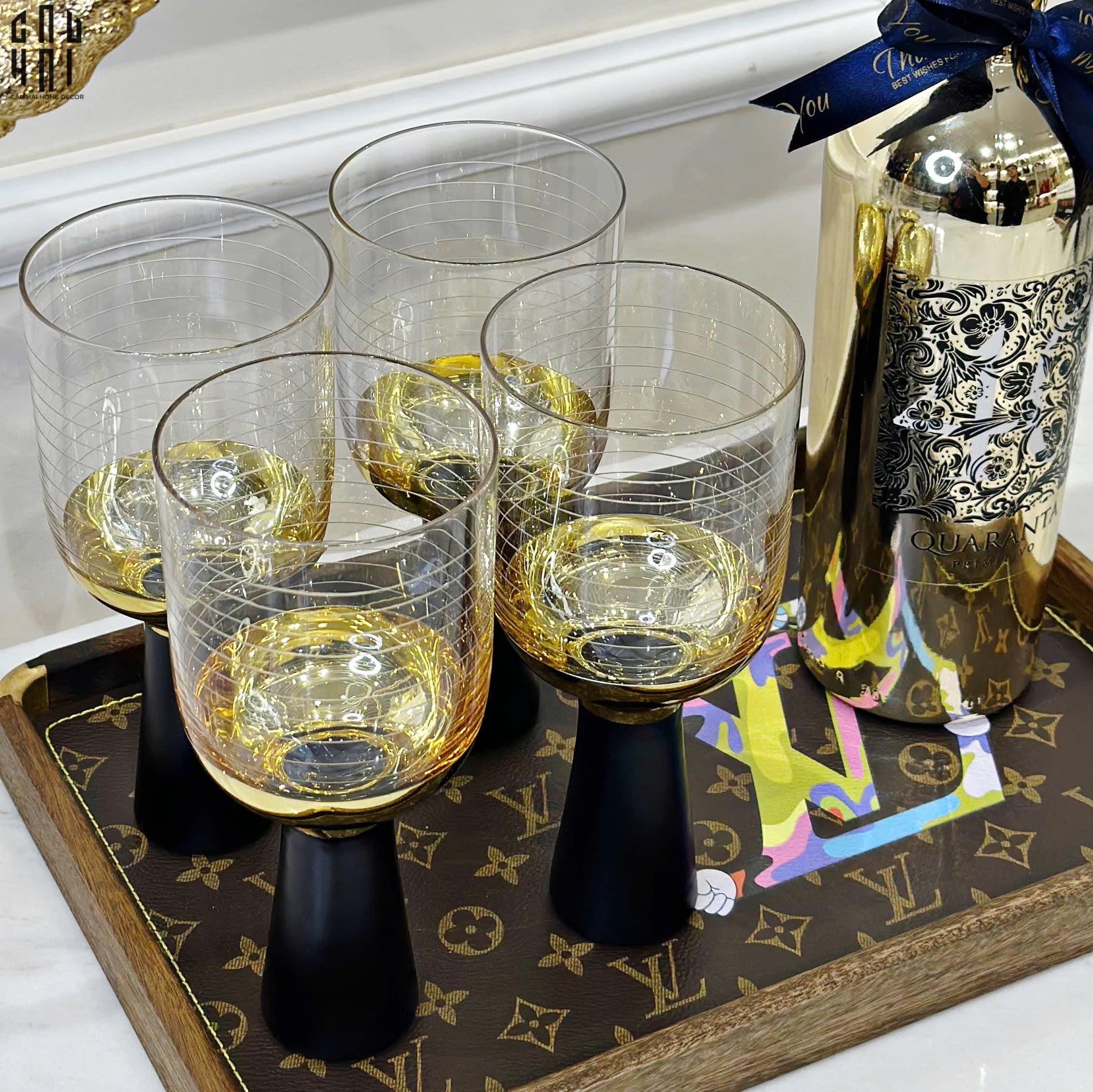 Ly Cocktails Thuỷ Tinh Đen - Malta Black Knight - Allure Gold 19x8.6 400ml-CẬU HAI HOME DECOR