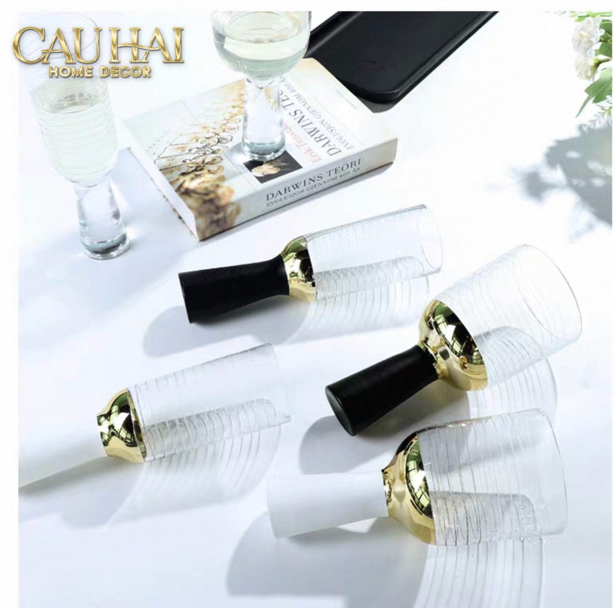 Ly Cocktails Thuỷ Tinh Trắng Opaline Mermaid - Aurealia Gold 19x8.6 400ml-CẬU HAI HOME DECOR