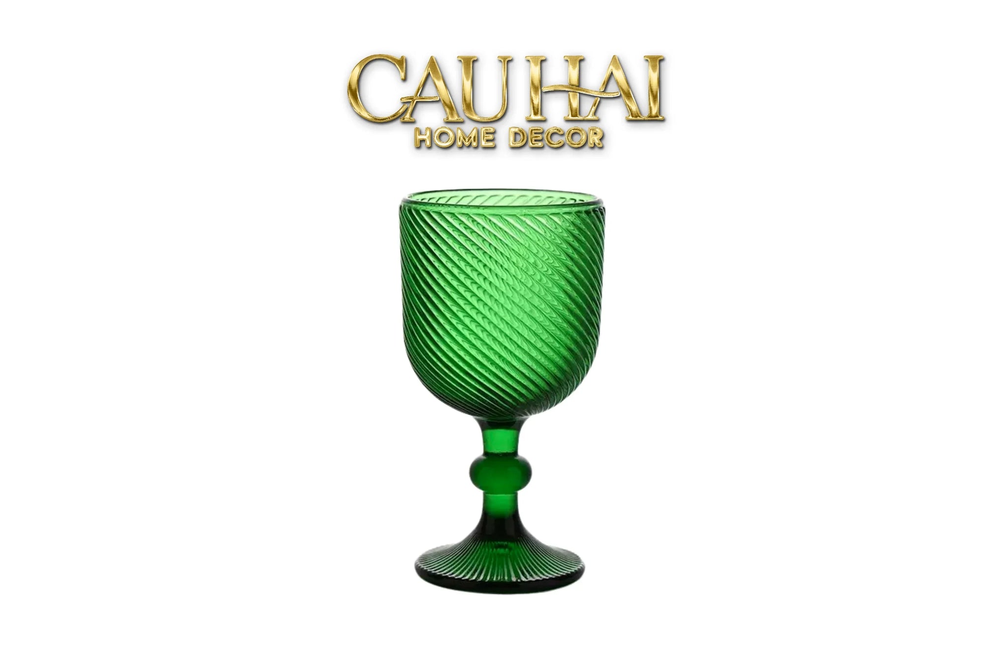 Ly Crystal Emerald Twist Cristalleries Goblet-CẬU HAI HOME DECOR